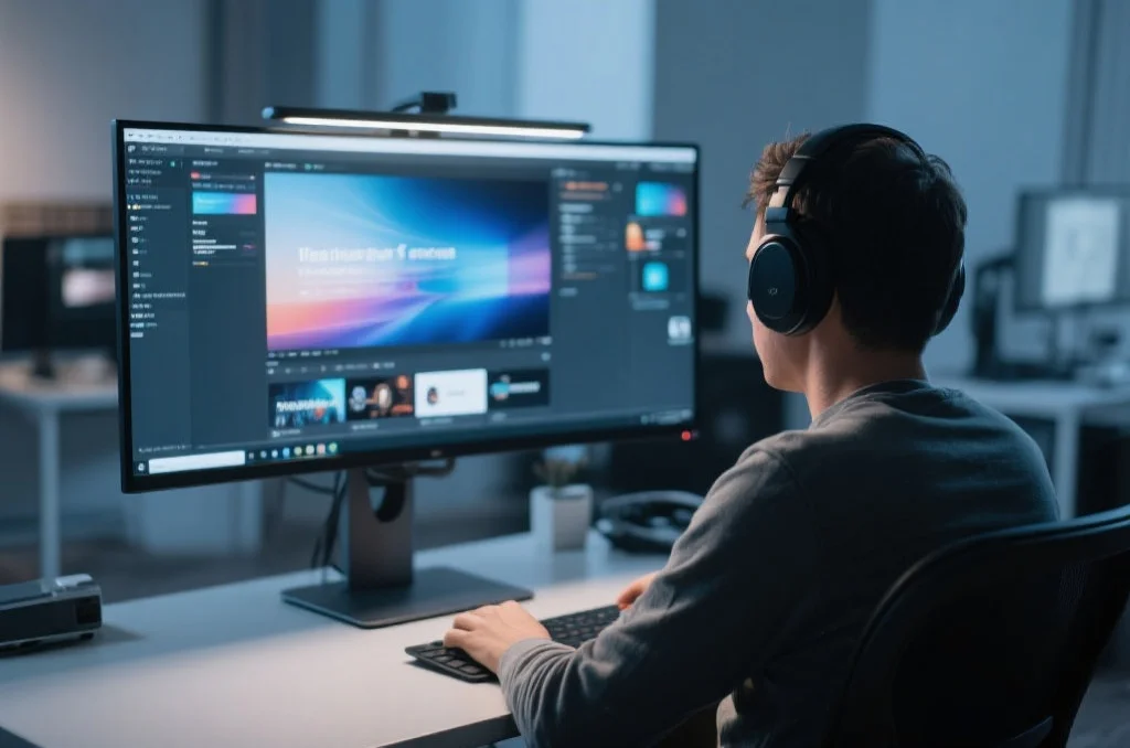 用户在桌面电脑上享受星欧的沉浸式娱乐体验